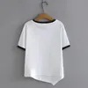 Women's T-Shirt 100KG Plus Size Women's T-shirt Fashion Design Hem Irregular Top Casual Short Sleeve Contrast Color Curve Tee 230407