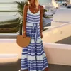Casual Dresses Chic Women Beach Dress Breathable Maxi Sleeveless Plus Size Bohemia Full Length Sling Keep Cooling