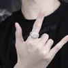 Luxury Design Jewelry Hip Hop Iced Out Mens Big Zircon Rings Gold Silver Plated Mens Finger Rings