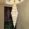 Modern LED Luxury Crystal Staircase Chandelier Lighting Decor Stor klassisk Cristal Hotel vardagsrum Spiral Lång pendellampa