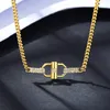 Nouveau Vintage D lettre Micro ensemble Zircon S925 argent pendentif collier bijoux femmes plaqué or 18 carats chaîne cubaine collier pour femmes fête de mariage cadeau de saint valentin SPC