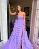 Robe de bal à volants 2k24 Lilas Keyhole Corsage Rosette Floral Fente Haute Jeune Femme Pageant Hiver Soirée Formelle Cocktail Doux 16 Fête D'anniversaire Hoco Gala Robe Sherri