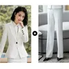 Pantalon de deux pièces pour femmes Blazer blanc veste et jupe ou pantalon costume professionnel à la mode mince femmes noir bureau ensembles féminins