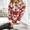 Women's Sweaters Women'S Autumn/Winter O-Neck Printed Sweater Snowflake Christmas Top Christmas Pullover Knitted Top ShirtL231107