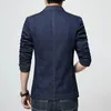 Men's Suits Left ROM 2023 Spring And Autumn Fashion Black Blue Casual Denim Suit Jackets / High Quality Blazer Coats