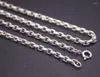 Chaînes Solide 925 Sterling Silver Chain Hommes Femmes 3.2mm Carré Câble Lien Collier 21-22g / 65cm