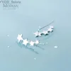 Stud Modian Authentic 925 Sterling Silver Glossy Stackable Stars Row stud Earring for Women Fashion Simple Gold Color Ear Pin Jewelry YQ231107