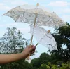 Paraplyer spets brud sun vit brudtärna paraply bomull broderi elfenben parasol bröllop sn