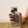 Water Bottles 350/450/750ml large glass water bottle with straw 2 lids transparent Kawaii beverage bottle women's leak proof cup with sleeves 230407