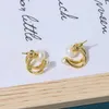 Stud Earrings 2023 14K Gold Plated Natural Bread Fresh Water Pearl Geometric For Women