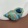 Halsband örhängen set blå ocean stil vintage konst trend stjärnfisk conch brosch kombination