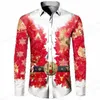 Mannen Casual Shirts Kerst Hawaiiaanse Boom Gedrukt Mannen Mode Lange Mouw Strand Blouse Revers Bluoses Kleding 231107