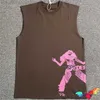 Camisetas para hombres 2023 Hip Hop Sp5der Tank Tops Hombres Mujeres Alta Calidad Young Thug Spider Tops Sin mangas 555555 Tee Pink Graphic Web T-shirt