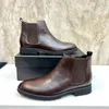 Mens Ankle Boots Winter Designer Famous Genuine Leather Motorcycle Boots Mens Brand Cool Party Dress Shoes Size 38-45
