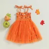 Abiti per ragazze 2023-07-09 Lioraitiin 0-6 anni Bambini Ragazze Abito sottoveste Cravatta senza maniche Stampa zucca Tulle Estate A-line Halloween