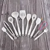 New White Cooking Tool Kitchenware Silicone Utensils Multifunction Non-Stick Spatula Ladle Egg Beaters Whisk Kitchen Gadget Sets