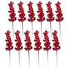 Decoração de festa 12 PCs Christmas Red Fruit Artificial Berries Berry Acessórios verdes de ornamentos Decoração Garland Diy Spray Picks