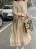 Casual Kleider Sommer Herbst Elegante Langarm Y2k Midi Kleid Frauen Party Mode Designer Dame Einteilige Robe Kawaii Kleidung