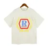 メンズTシャツ夏スタイル特大のヒップホップrhudeティートップメンズ女性1 1高品質のパッチワークRhudeTシャツアプリコットブラック内