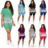 Gradient Women Tracksuits Designer 2 Piece Pants Set Casual Sports Short Sleeve T Shirt Biker Shorts Suits Ladies Clothes Plus Size 3XL 4XL