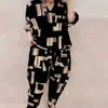 Women's Two Piece Pants Suit 2023 Summer Korean Version Loose Print Tops Harem Sets Matching Trendy Plus Size Clothing For Women