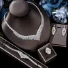 Ketting oorbellen set luxe 4 stuks zirkonia voor dames klassiek Nigeria Dubai bruiloft bruidsfeest