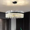 Chandeliers Led Crystal Chandelier For Living Room Round Rectangle Hanging Lamp Modern Home Decor Lighting Fixture Black Cristal Lustres