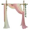 Décoration de fête de mariage sur mesure draping tissu rose poussiéreux ivoire blanc bordeaux 27 "6m rideau en mousseline de soie fond de rideau