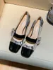 Robe chaussures Patchwork cristal Mary Janes pour femmes tête carrée boucle sangle bloc talon princesse sandales femmes pompes