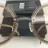 Zonnebril Goud Ronde Zomer Chain Shades Voor Vrouwen Merk Designer Legering Retro Randloze Mode Futuristische Zonnebril UV400