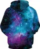 Bluzy z kapturem unisex 3D Galaxy pullover kaptura bluz z kapturem z dużymi kieszeniami RA013