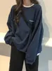 Women's Hoodies 2023 Kpop Letter Hoody Fashion Korean Thin Chic Sweatshirts Cool Navy Blue Gray For Women