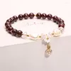 Charm Bracelets Factory Direct Girls Women Jewelry Natural Garnet Crystal Pearl Beaded Shell Flower