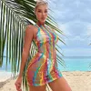 Sexig underkläder Kvinnor Kroppsklänning Multicolor Fishnet Bodysuit Beachwear Nightgown Transparent Erotic Lingerie Porno Costumes