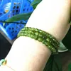 Strand Natural Peridot Olivine Stone Bead Bracelets 4-4.5mm 53 Cm Bracelet 3 Circle Elastic Really Not Glass No Dyed