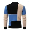 Men's Sweaters Autumn Winter Fashion Y2K Mock Neck Sweater Men Patchwork Casual Knit Pullovers Warm Male High Quality Knitwear Slim Kitted