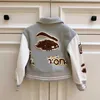 Luxury designer kids jacket Embroidery pattern decoration Baby coat Size 100-150 Woolen fabric boys and girl clothes Nov05