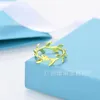 Tiffanybead halsband Tiffanyjewelry Desginer High Version T Willow Leaf Ring Female White Copper pläterad med 18K Real Gold Simple and Personalized Civersatile Leaf R