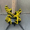 Guitarra elétrica ST pesada, Crame amarelo 5150, listras pretas, Floyd Rose Tremolo, frete grátis