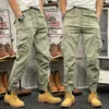 Calças masculinas Skinny Cargo Outono Homens Slim Fit Jogger Cintura Elástica Calças Táticas Ao Ar Livre Com Multi Bolsos