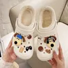 Plush Hole Shoes Cotton Slippers Women Autumn and Winter New Cute Dog Fur Plush varm och mångsidig för yttre slitage 231007