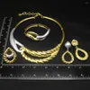Halskette-Ohrringe-Set für Damen, Party, Tanz, Armreif, Ring, Nigeria-Stil, hochwertige italienische 24-karätige Vergoldung