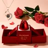 Jewelry Settings in Rose Box for Necklace Pendant Valentines Day Gift Organizer Plastic Paper Lifting Packaging Display 230407