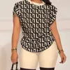 Retail Designer Plus Size 3xl Tute Donna Summer Fashion Casual Set due pezzi Stampa digitale Manica corta e pantaloncini Completi 2 pezzi