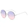 Sunglasses Fashion Big Round Rimless Women Screwless Ultralight Sun Glasses UV Radiation Protection Prescription Eyeglasses 2395