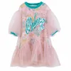 Mädchenkleider Teenager-Mädchen Kleid Brief Blumendruck Meah Kleid Puffärmel Baby Kinder Sommerkleidung Prinzessin Mode 10 bis 12 230406