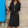 Urban Sexy Dresses Jocoo Jolee Shirt Dress Women Turn-down Collar Sashes Knee-length Dress Casual Psrty Dress Oversized Loose Dress Vestidos Robe