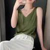 Camisoles zbiorniki eleganckie damskie top do krawędzi swobodnej bez rękawów top z topem satynowy satynowy top damski seksowne zbiornik z dekoltem w szpic 230407