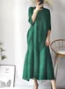 Casual Dresses Miyake Pleats Spring Lantern Long Pleated Dress Large Loose Bud Dress Fur Elegant Aesthetics Dress Inventory 230407