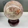 Decorative Figurines Natural Leopard Stone Crystal Ball Reiki Healing Gift Hand Polished Home Office Decoration